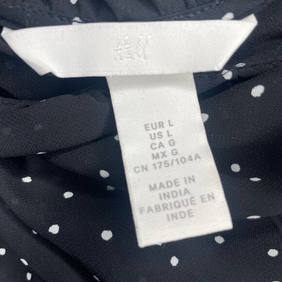 H&M Polka Dot Plunge V-Neck Back Tie Balloon Sleeve Peplum Blouse Coquettegirl L - Picture 13 of 15